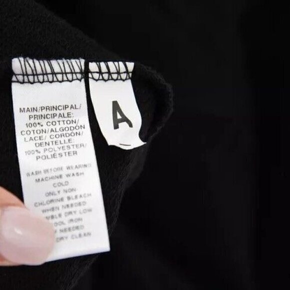 Loft Sz S Black Lace Embroidered Cold Shoulder Light Sweatshirt Top Blouse Women - Picture 10 of 12